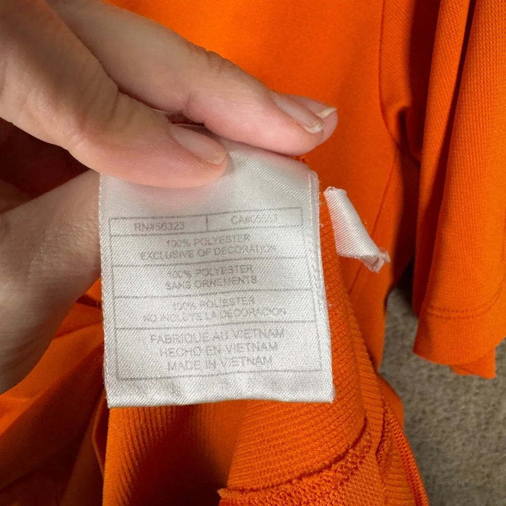 Nike‎ Golf Polo Shirt Mens Large Orange Short Sleeve Nike FIT DRY Swoosh Logo